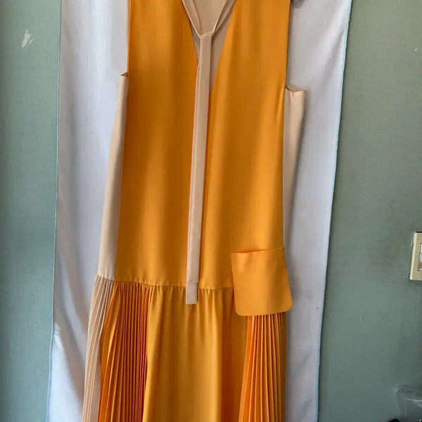 [BUNJANG] Lucky Chouette Pleated Yellow Dress Size 36 / 사이즈36) 럭키슈에뜨 반전 플리츠 옐로우 원피스