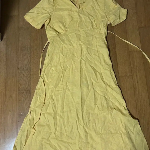 [BUNJANG] Yellow Linen Blend Long Dress / 하객룩원피스