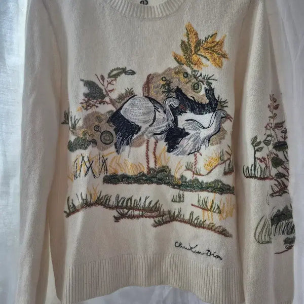 [BUNJANG] Christian Dior Embroidered Cashmere Knit Ivory / 크리스찬 디올 자수 니트 아이보리