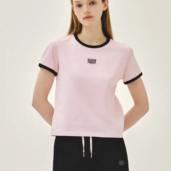 [BUNJANG] Marithe Francois Girbaud Classic Logo Ringer T-Shirt Pink S / 마리떼 프랑소와 저버 클래식 로고 링거 티셔츠 핑크 S