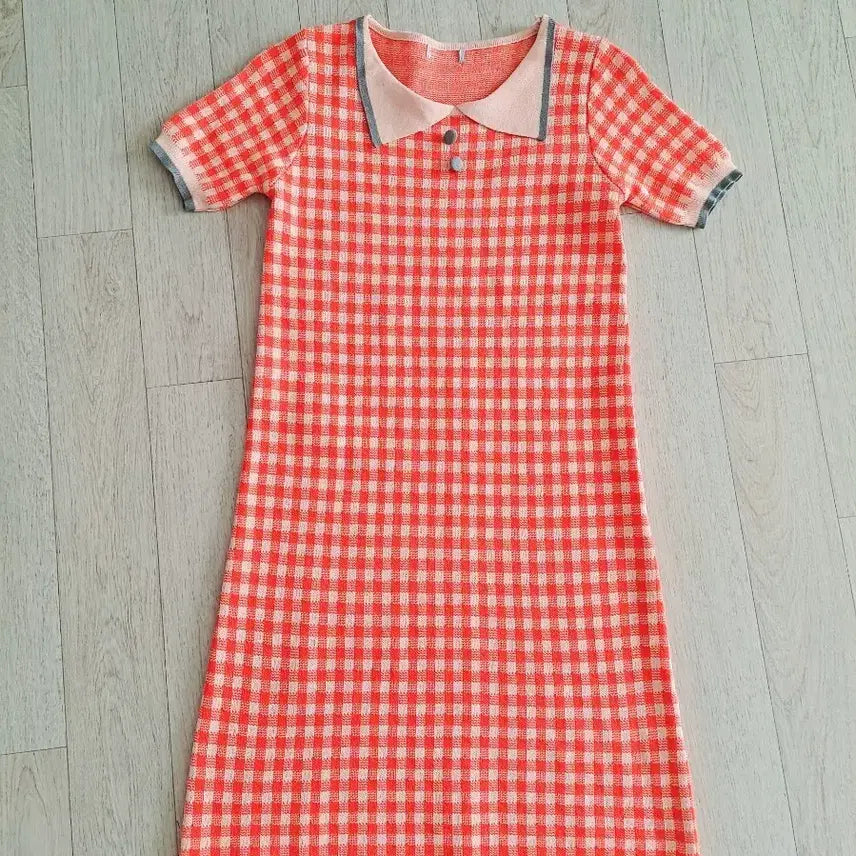 [BUNJANG] Orange Checkered Dress / 원피스