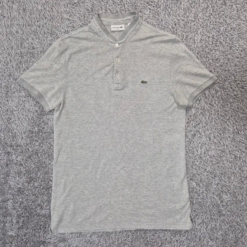 [BUNJANG] Lacoste Men's Linen Blend Henry Neck Short Sleeve Slim Fit T-Shirt Size 100 / 라코스테 남성 린넨혼방 헨리넥 반팔 슬림핏 100