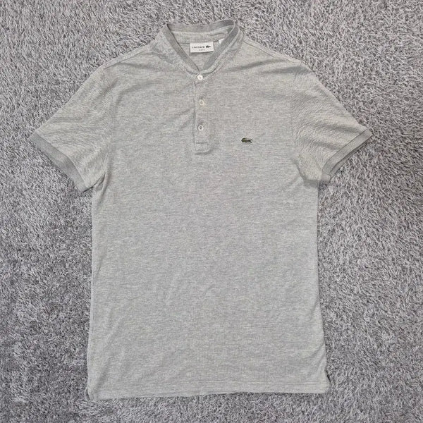 [BUNJANG] Lacoste Men's Linen Blend Henry Neck Short Sleeve Slim Fit T-Shirt Size 100 / 라코스테 남성 린넨혼방 헨리넥 반팔 슬림핏 100
