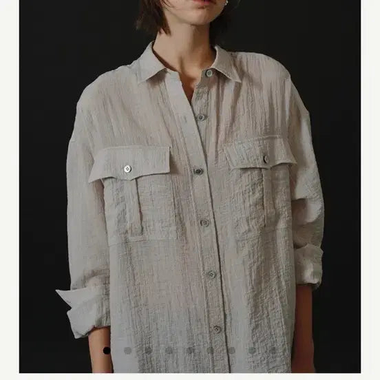 [BUNJANG] G.E.D. Airy Pocket Shirt - Gray (Size S) / ged 게드 AIRY POCKET SHIRT - GRAY S사이즈