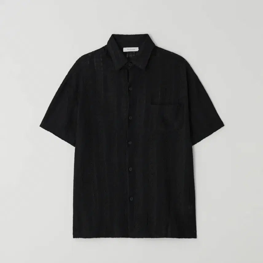 [BUNJANG] Jozillong Crochet Short Sleeve Shirt Black / 조질롱 크로셰 반팔 셔츠