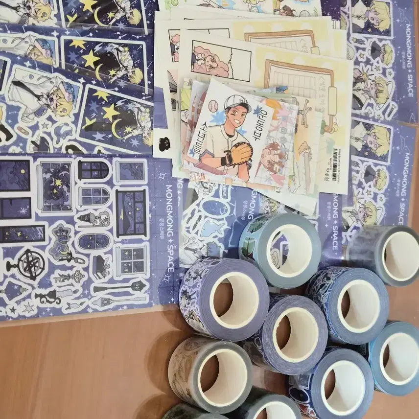 [BUNJANG] Character Sticker Bundle Set with Washi Tape / 급전! 미사용 인물 스티커 50! 다꾸 스티커, 마테 일괄 판매