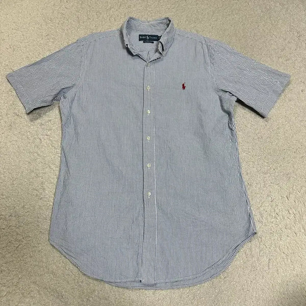 [BUNJANG] Polo Ralph Lauren Seersucker Stripe Short Sleeve Shirt / 폴로 랄프로렌 시어서커 스트라이프 반팔 셔츠 m