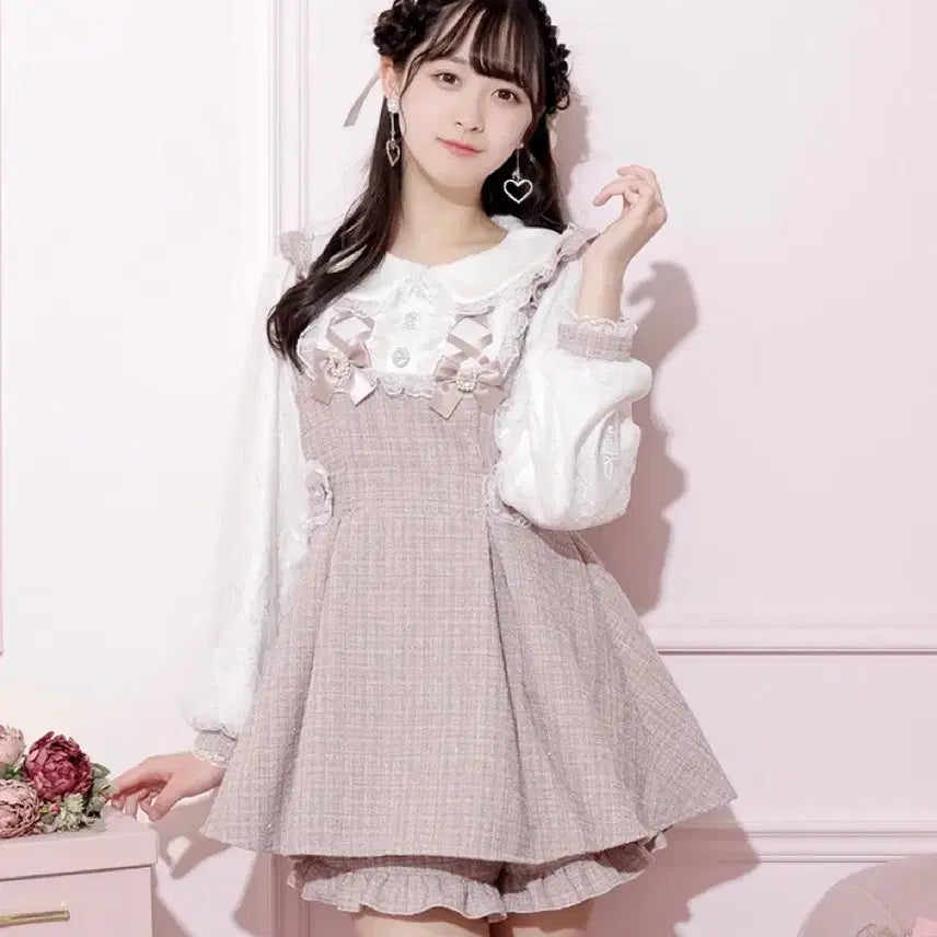 [BUNJANG] No:em Kira Kira Tweed Double Lace Setup / 노에미 키라키라 트위드 더블 레이스 셋업