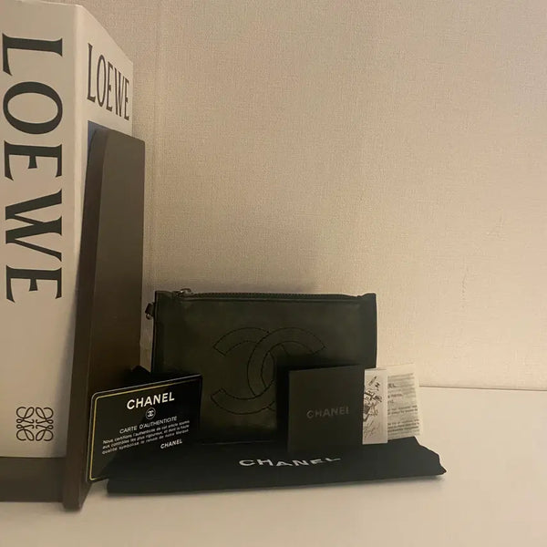 [BUNJANG] Chanel Vintage 8-Digit Black Lambskin Coco Mark Pouch / CHANEL / 빈티지 샤넬 8번대 블랙 램스킨 코코마크 파우치