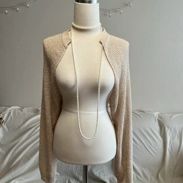 [BUNJANG] Thin Summer Knit Bolero Cardigan / 니트 가디건 얇은 여름 니트 베이지 볼레로