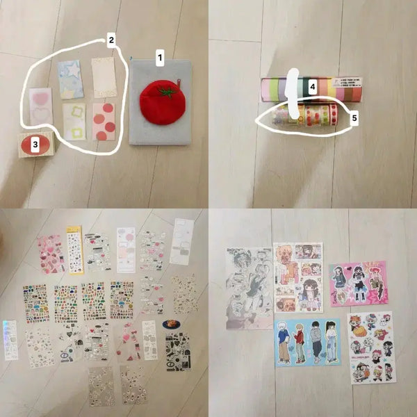 [BUNJANG] Daiso "Tomato" & "Frolic" Collection Bundle Set / 일괄) 다이소 스티커 다꾸 마테 인물 모조지 떡메 푸릇푸릇 북커버 토마토