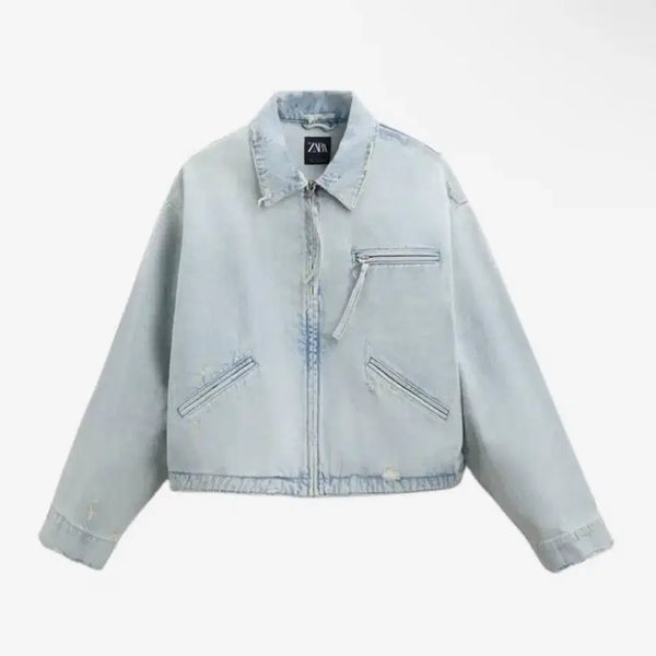 [BUNJANG] Zara Distressed Denim Jacket / 자라 디스트로이드 데미지 데님 자켓