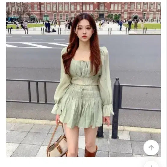 [BUNJANG] Wannabe Muse Puff See-through Tiered Two-piece Set / 워너비뮤즈 퍼프 시스루 캉캉 투피스 세트
