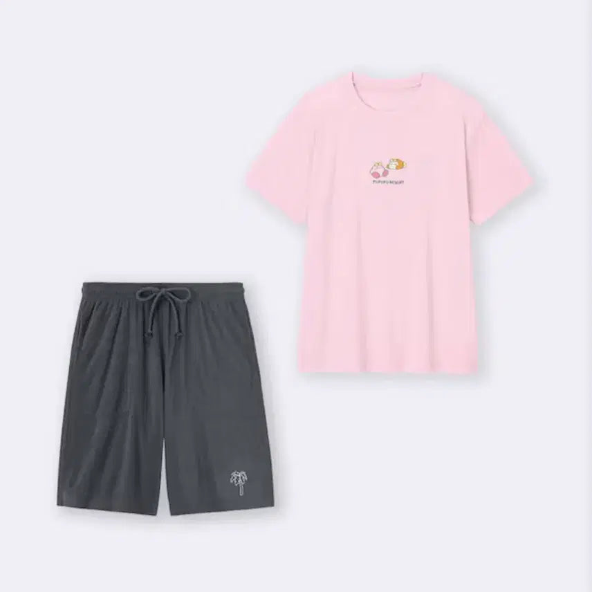 [BUNJANG] GU Kirby Pajama Set (Short Sleeve Top & Shorts) - Pink / [3XL] GU 별의 커비 파일 라운지 세트[반소매&쇼트팬츠] 핑크 그레