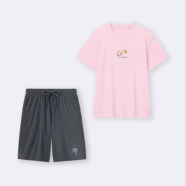 [BUNJANG] GU Kirby Pajama Set (Short Sleeve Top & Shorts) - Pink / [3XL] GU 별의 커비 파일 라운지 세트[반소매&쇼트팬츠] 핑크 그레