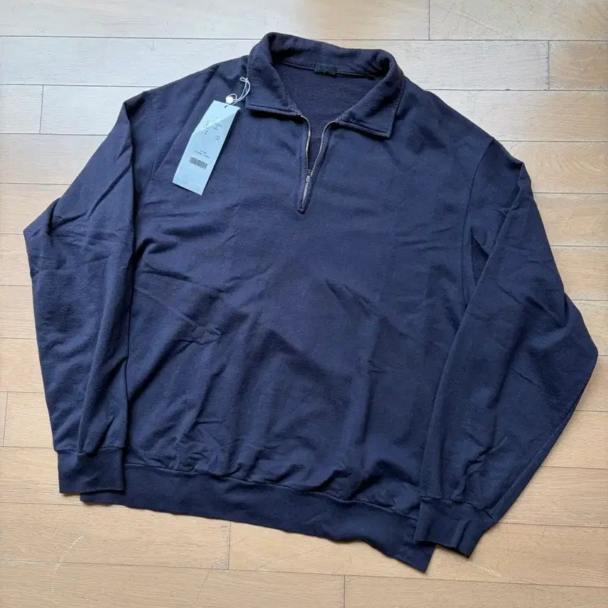 [BUNJANG] Comori 23SS Cotton Silk Jersey Half Zip Pullover Navy Size 2 / [2] 코모리 23ss 코튼 실크 저지 하프 집 풀오버 네이비