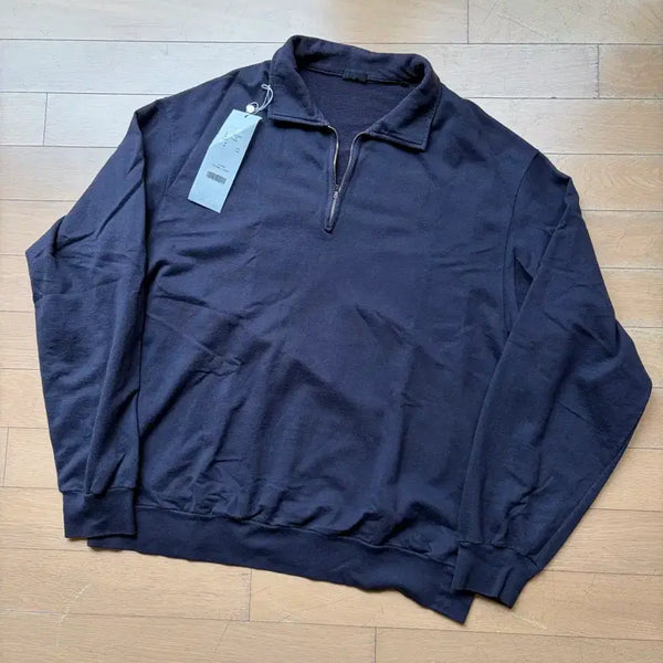 [BUNJANG] Comori 23SS Cotton Silk Jersey Half Zip Pullover Navy Size 2 / [2] 코모리 23ss 코튼 실크 저지 하프 집 풀오버 네이비