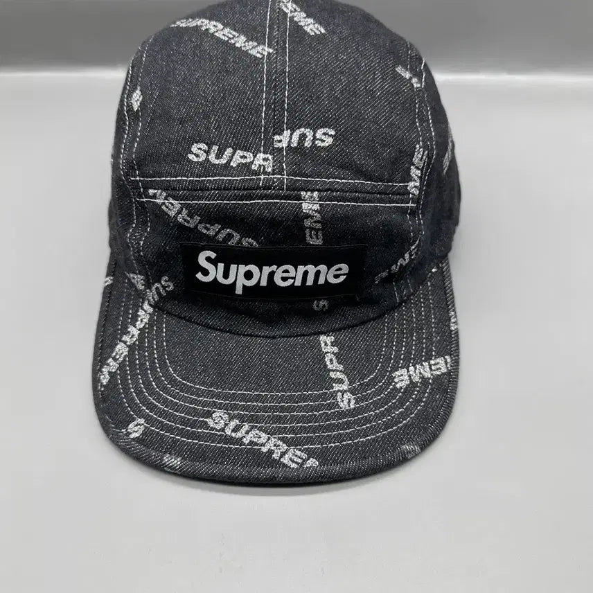 [BUNJANG] Supreme 17SS Denim Logo Camp Cap Black / 17SS 슈프림 데님 로고 캠프캡 블랙