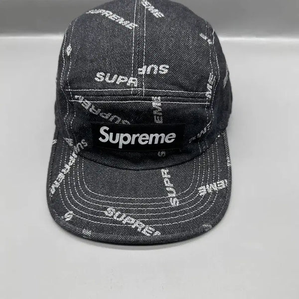 [BUNJANG] Supreme 17SS Denim Logo Camp Cap Black / 17SS 슈프림 데님 로고 캠프캡 블랙