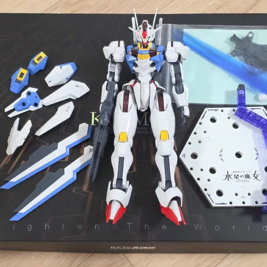[BUNJANG] Full Mechanics Aerial Gundam (Pre-assembled) + Cosmos LED + Mechanic Unit 107 Parts / 풀메카닉스 에어리얼 가조립품 + 코스모스LED + 107 정비반 부품