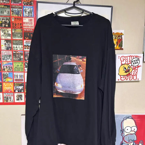 [BUNJANG] Eolldungddang Shop Long Sleeve T-Shirt Black Guabang Printing / (희귀매물) 얼렁뚱땅상점 긴팔 티셔츠 침착맨 구아방 프린팅 블랙