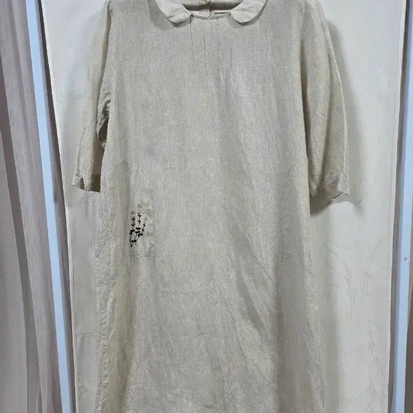 [BUNJANG] Embroidered Linen Long Dress (Free Size) / 예쁜자수린넨롱원피스(free)