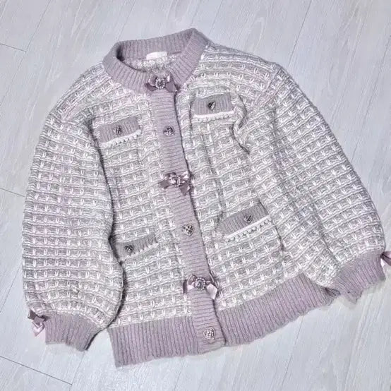 [BUNJANG] Authentic LIZ LISA Tweed Knit Cardigan / 정품 리즈리사 트위드 니트 가디건 교판