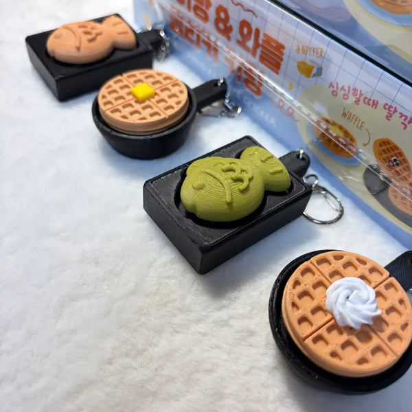 [BUNJANG] Bungeoppang Waffle Clicker Keycap Keyring Set (4 Types) / [미개봉새상품,영상있음] 붕어빵 와플 클리커 키캡 키링 4종