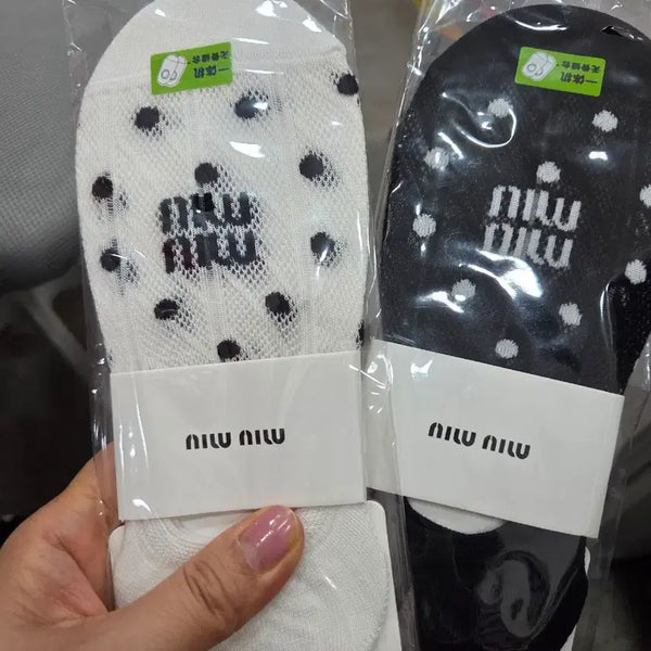 [BUNJANG] Lace Dot Socks (Black/White) / 레이스 도토 양말 팔아요