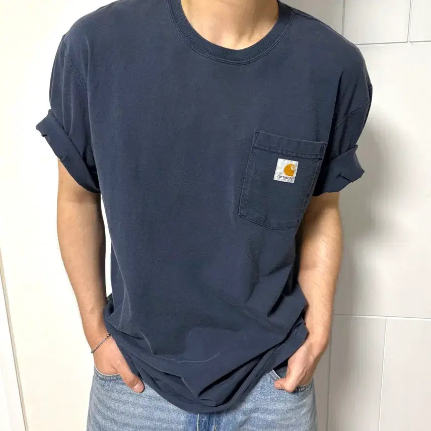 [BUNJANG] Carhartt Dark Blue Original Fit T-Shirt XL / 칼하트 다크블루 L 반팔(오리지날 핏) / 세탁완료