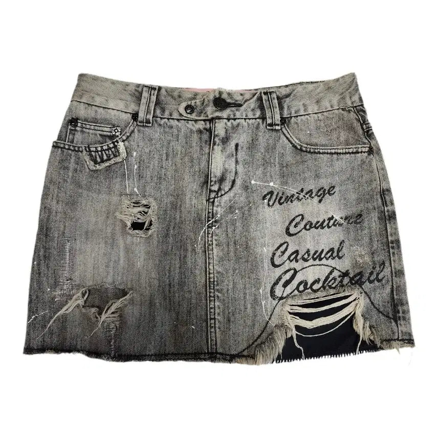 [BUNJANG] Y2K Washed Distressed Mini Skirt / Y2K 워시드 디스트레스드 미니 스커트