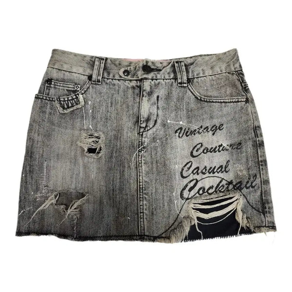 [BUNJANG] Y2K Washed Distressed Mini Skirt / Y2K 워시드 디스트레스드 미니 스커트
