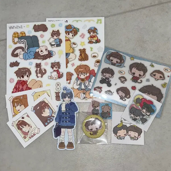 [BUNJANG] Dango & Numi BONE DÉO Sticker Set & Taesan Pin Button / 당오님, 눔이님 보넥도 스티커 + 태산 핀버튼 통판