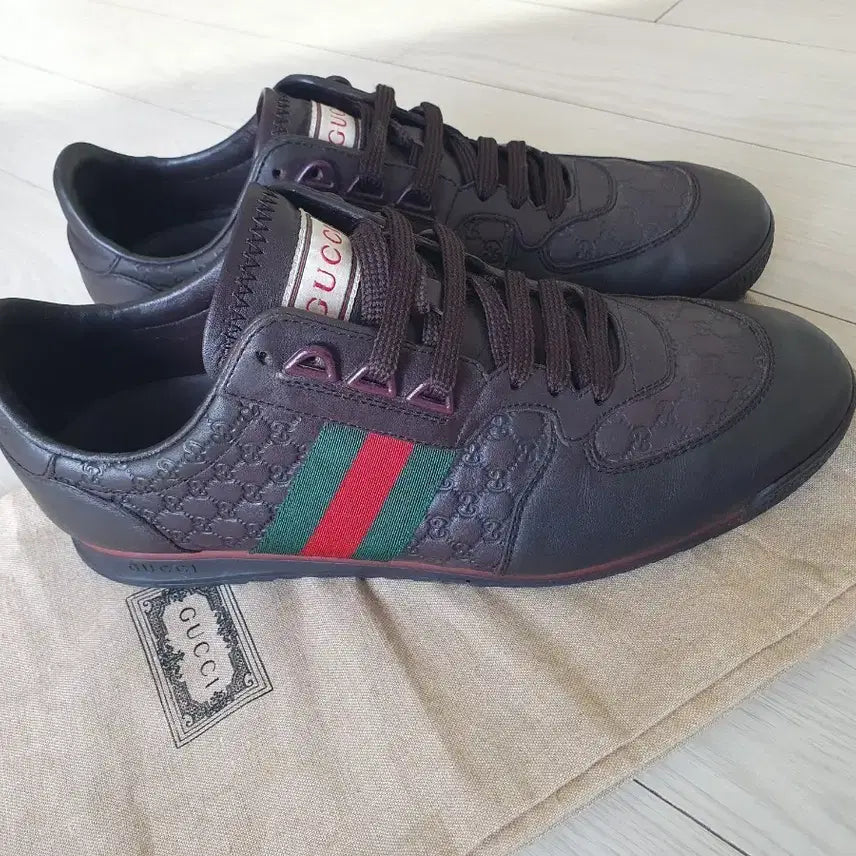 [BUNJANG] Gucci GG Logo Leather Italian Sneakers Brown / 남265구찌 스니커즈