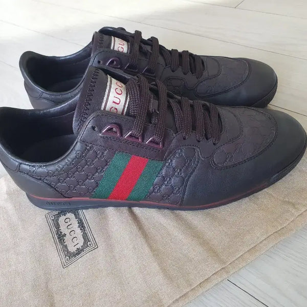[BUNJANG] Gucci GG Logo Leather Italian Sneakers Brown / 남265구찌 스니커즈