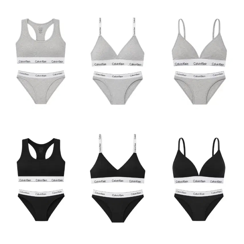 [BUNJANG] Calvin Klein Underwear Set (Bra + Panty) - Grey/Black / 캘빈클라인 속옷 세트 (브라+팬티) 그레이/블랙