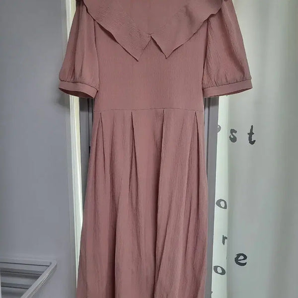 [BUNJANG] Adele Pink Collar Long Dress / Adele 핑크 카라 롱원피스