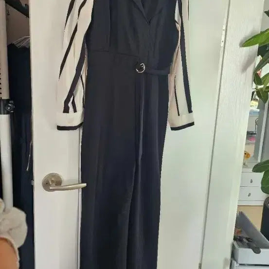 [BUNJANG] Black and White Stripe Jumpsuit XXL / 블랙 앤 화이트 스트라이프 점프수트 XXL