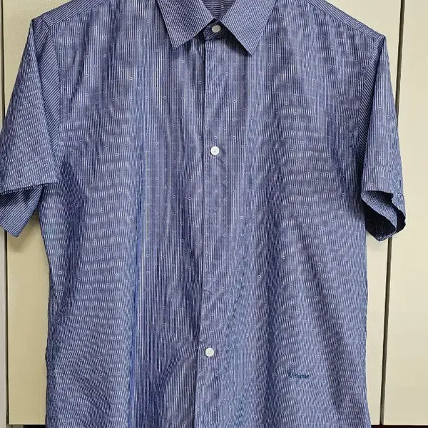 [BUNJANG] Renoma Men's Navy Stripe Short Sleeve Shirt (Size 100) / 레노마 반팔 셔츠 남성 네이비 스트라이프 100