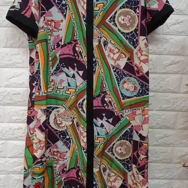 [BUNJANG] Patterned Silk Long Dress / 패턴 셔츠 원피스