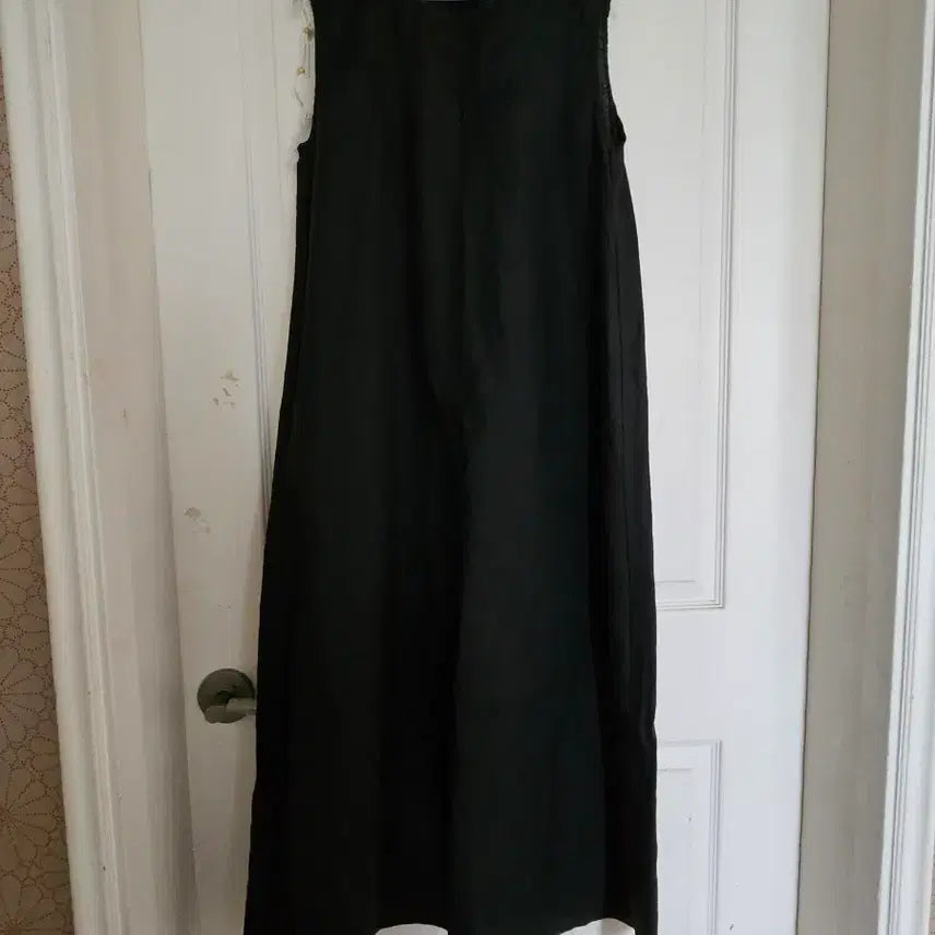 [BUNJANG] Black Linen Sleeveless Long Dress / 블랙린넨 민소매 원피스