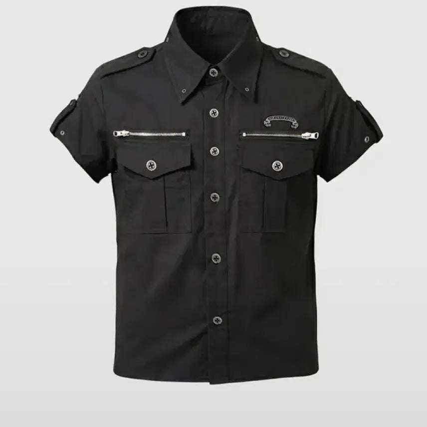 [BUNJANG] Bad Blood Memphis Utility Short Sleeve Shirt Black M / 배드블러드 멤피스 유틸리티 숏슬리브 셔츠 블랙 M 사이즈