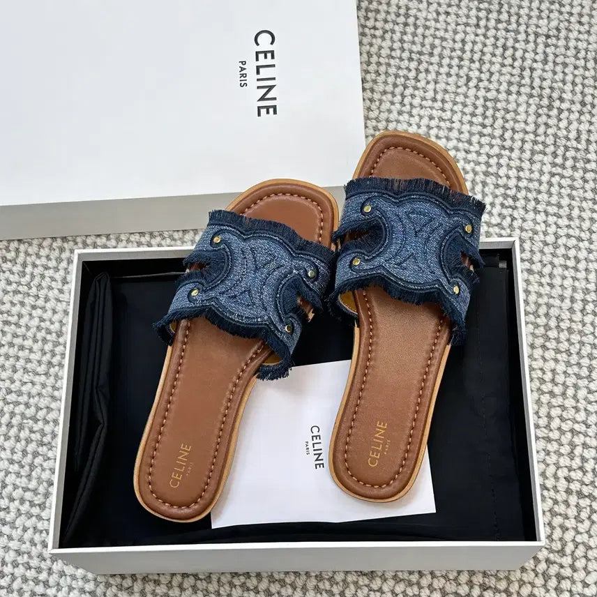 [BUNJANG] Celine Marina Denim Slide Sandals / 셀린느 마리나 데님 블루 슬라이드 여성 240mm