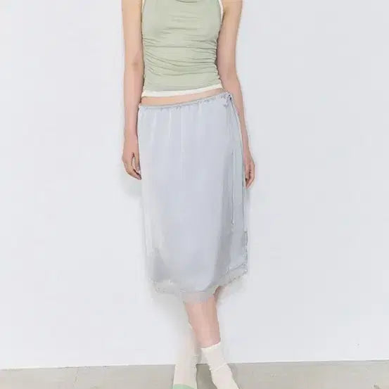 [BUNJANG] Mixxo Satin Midi Layered Skirt / 미쏘 mixxo 새틴 미디 레이어드 스커트 새상품