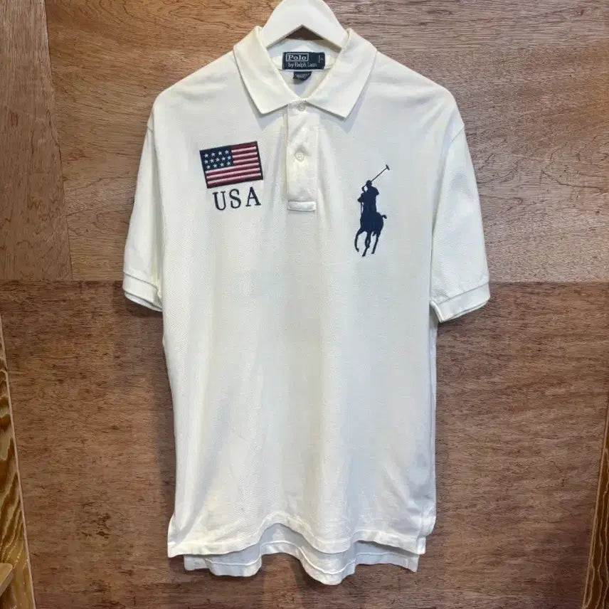 [BUNJANG] Polo Ralph Lauren USA Flag Big Pony Short Sleeve Polo Shirt M / 폴로 랄프로렌 USA 성조기 빅포니 반팔 카라티 M사이즈
