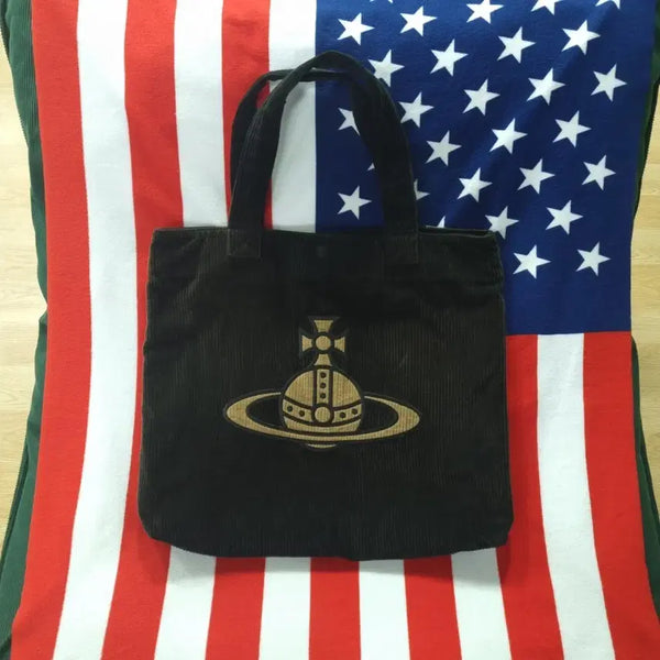 [BUNJANG] Vivienne Westwood Corduroy Tote Bag / 비비안웨스트우드 코듀로이 토트백