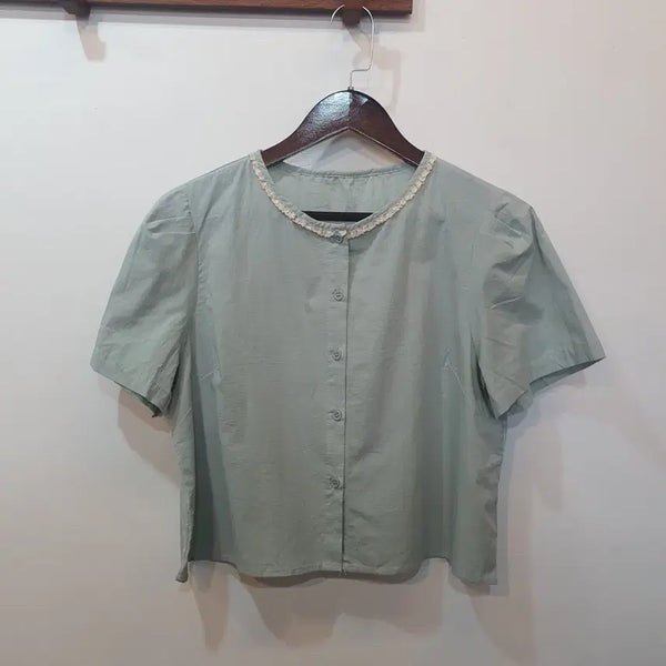 [BUNJANG] Pistachio Lace Blouse / 피스타치오 레이스 블라우스