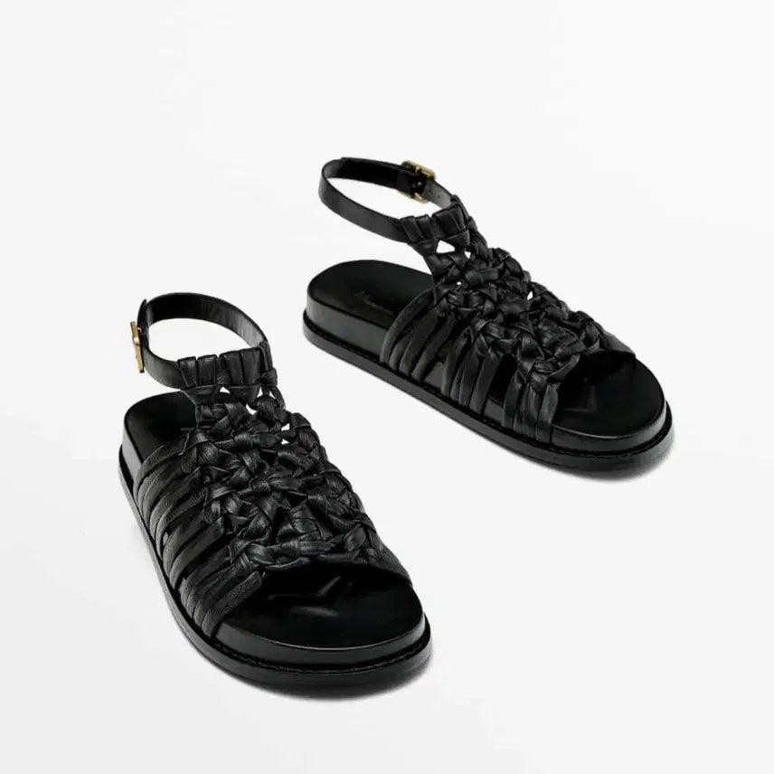 [BUNJANG] Massimo Dutti Black Twisted Strap Sandals 235 / 마시모두띠 샌들