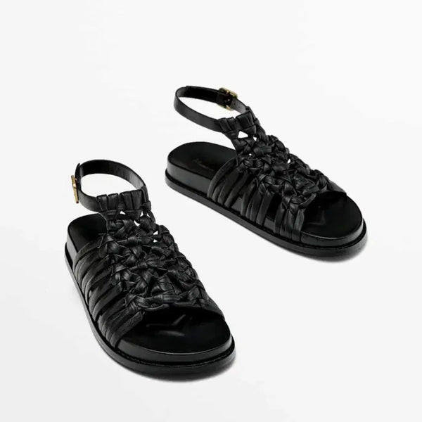 [BUNJANG] Massimo Dutti Black Twisted Strap Sandals 235 / 마시모두띠 샌들