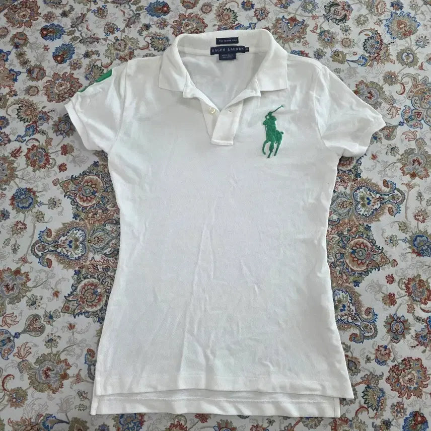 [BUNJANG] Polo Ralph Lauren Big Pony PK T-shirt White Green XS / 폴로 랄프로렌 반팔 빅포니 pk 반팔티 카라티 화이트 그린 xs